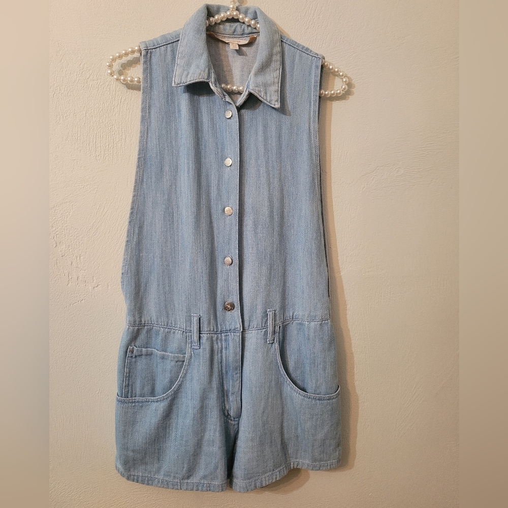 Zara Light Blue Denim Cute Logo Overall 100% Cotton!! Size XS